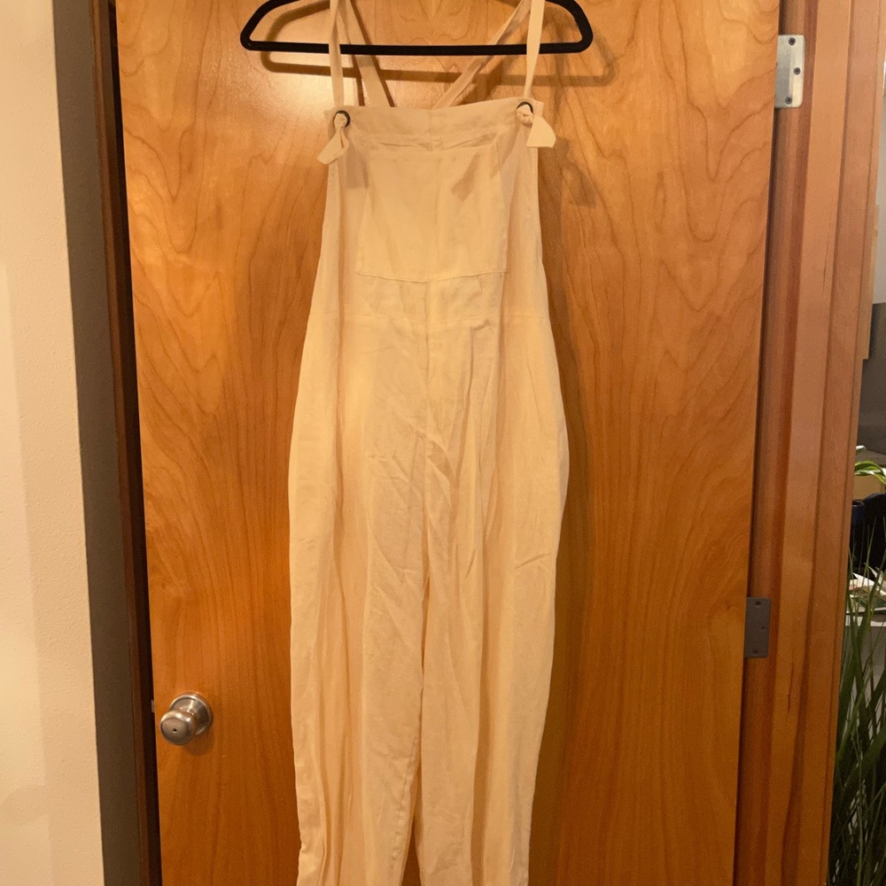 Cream linen overalls